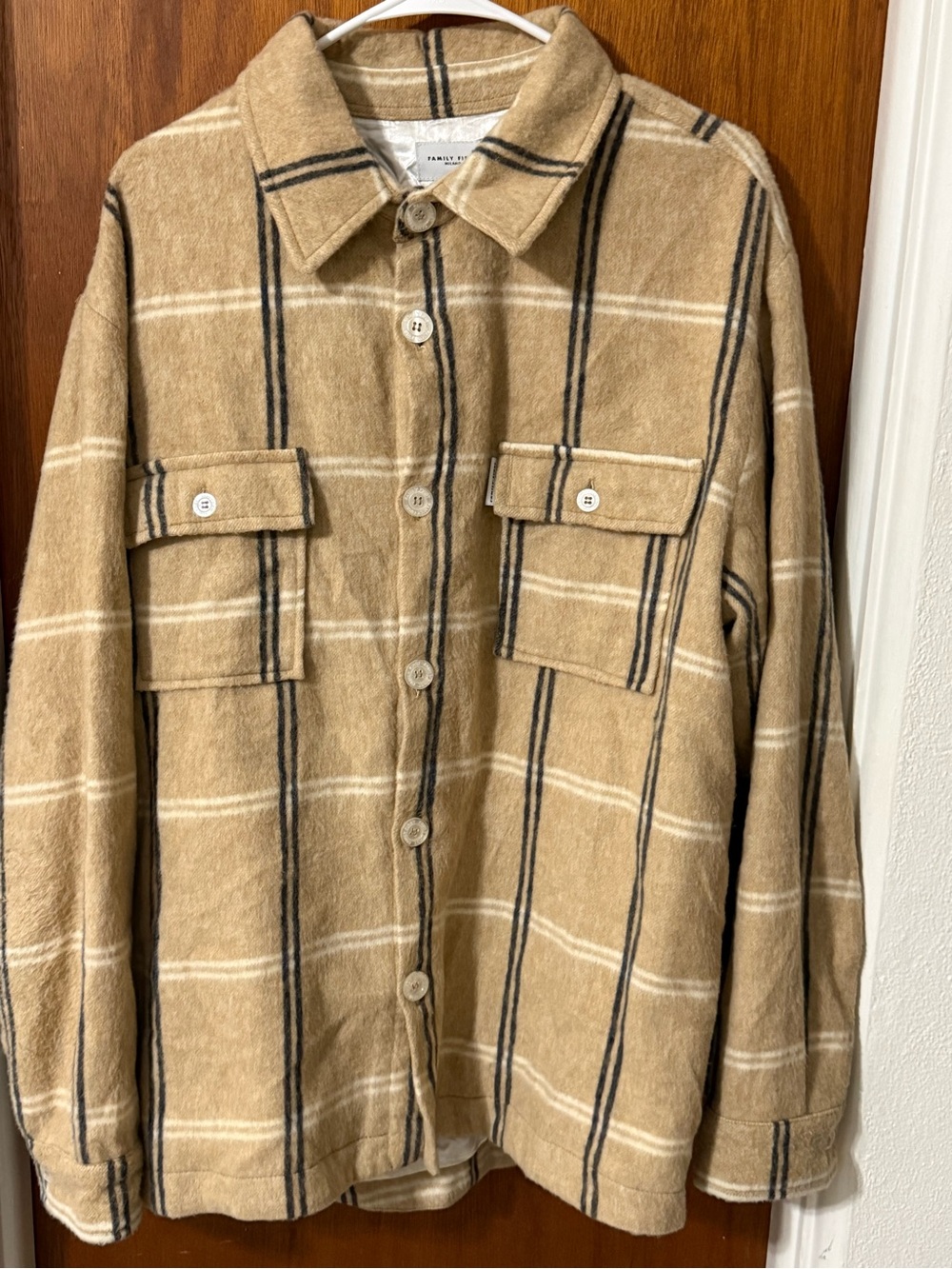 FAMILY FIRST MILANO Heavy Plaid Wool Blend Shacket Jacket - L